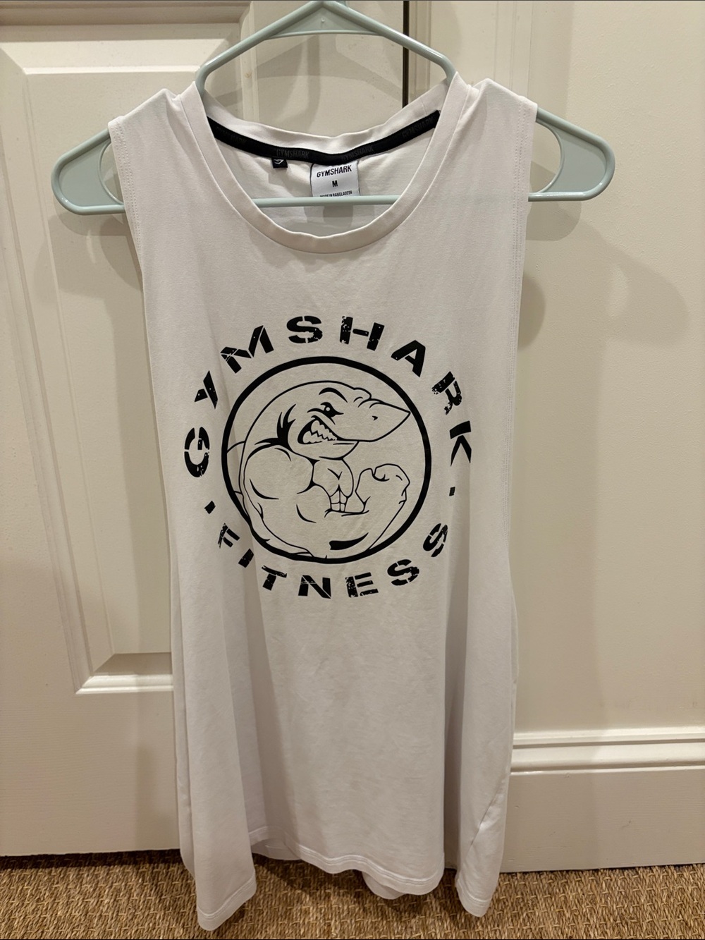 Men’s White Gymshark Cutoff Size Medium